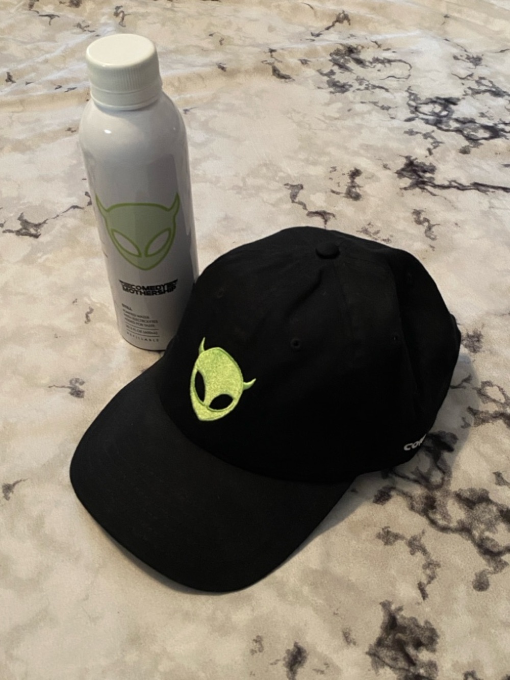 Comedy Mothership Austin Texas Joe Rogan Devil Alien Cap Hat & Water Bottle